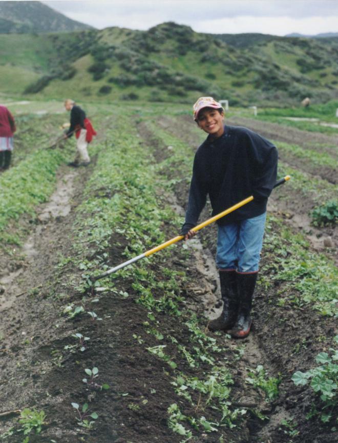 Castile Canyon Scientology School, boy student doing field work